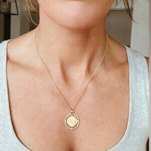 Waterproof Gold Sun Dial Necklace Layering Pendant for Summer Pretty Necklace